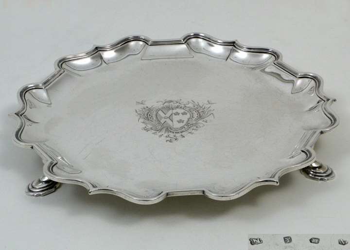 Fine Rococo Salver on Three Hoof-Feet, Silver